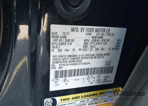 2012 Ford Expedition Xlt z USA, uszkodzony, nr VIN 1FMJU1H58CEF24224